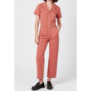 BIG BUD PRESS Short Sleeve Jumpsuit, Clay, Medium